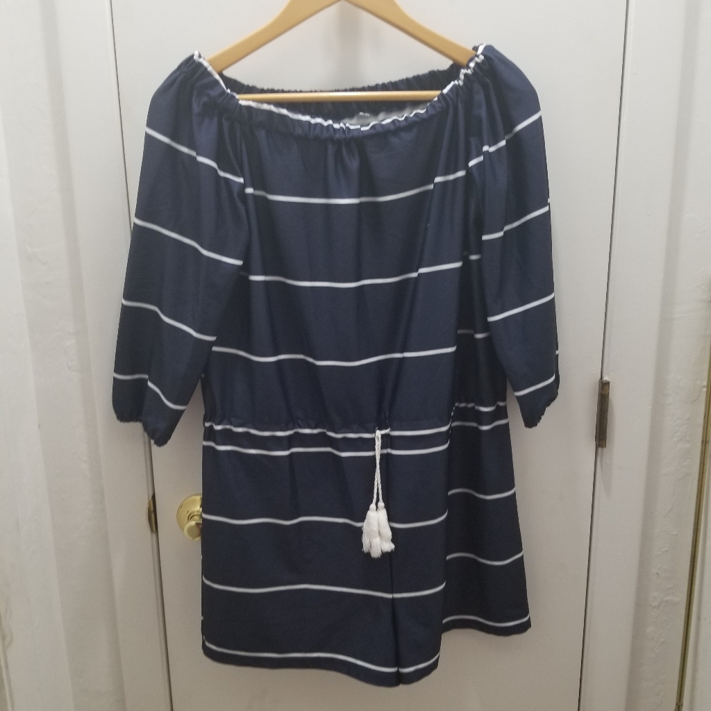 Blue And White Striped Unbranded Romper Large